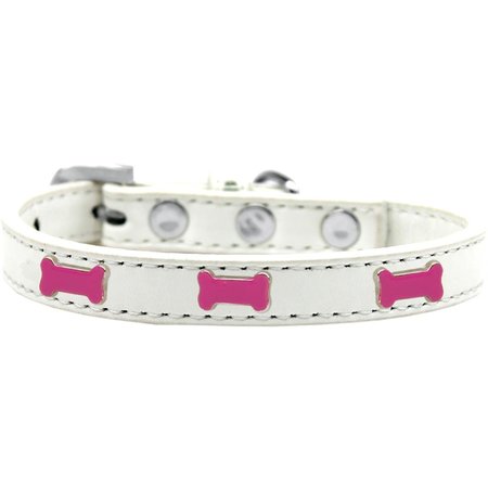 MIRAGE PET PRODUCTS Pink Bone Widget Dog CollarWhite Size 14 631-3 WT14